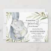 Invitation Baby shower neutre pour les femmes, or vert élépha (Devant)