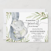 Invitation Baby shower neutre pour les femmes, or vert élépha (Devant)