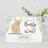Invitation Baby shower neutre pour l'ours des bois (Debout devant)