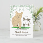 Invitation Baby shower neutre pour l'ours des bois (Debout devant)