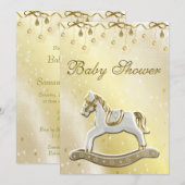 Invitation Baby shower neutre Rocking Horse (Devant / Derrière)