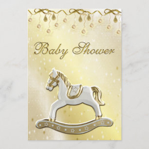 Invitation Baby shower neutre Rocking Horse