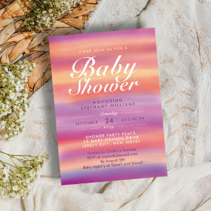Invitation Baby shower neutre Rose Summer Sunset