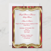 Invitation Baby shower neutre Royal Regal Red Gold Crown (Dos)