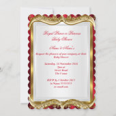Invitation Baby shower neutre Royal Regal Red Gold Crown (Dos)