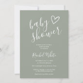 Invitation Baby shower neutre Sage Green (Devant)
