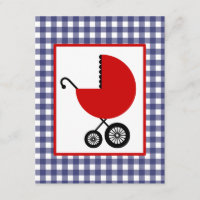 Baby shower neutre - Transport rouge et En vichy b