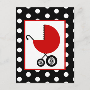 Invitation Baby shower neutre - Transport rouge et Pois