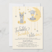 Invitation Baby shower Neutre Twinkle Little Star Animaux (Devant)