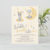 Invitation Baby shower Neutre Twinkle Little Star Animaux (Debout devant)
