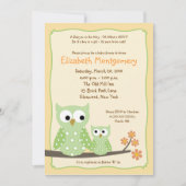 Invitation Baby shower Neutre Vert Chouette (ancienne version (Devant)