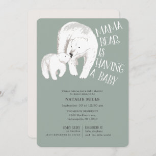 Invitation Baby shower neutre vert de Mama Bear