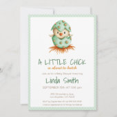 Invitation Baby shower neutre vert d'éclosion d'oiseaux migno (Devant)