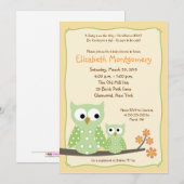Invitation BABY SHOWER Neutre Vert HOOT OWLS 5x7 (Devant / Derrière)