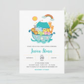 Invitation Baby shower Noah's Ark Cute / Baptême (Debout devant)