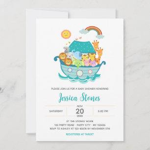 Invitation Baby shower Noah's Ark Cute / Baptême