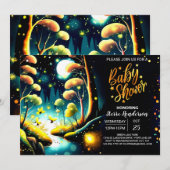 Invitation Baby shower nocturne de lucioles (Devant / Derrière)