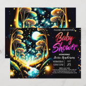 Invitation Baby shower nocturne de lucioles enchantées (Devant / Derrière)