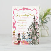 Invitation Baby Shower Noël Casse-Noisette Rose (Debout devant)