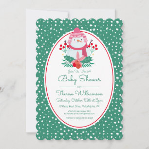 Invitation Baby shower   Noël Vacances hiver Snowman