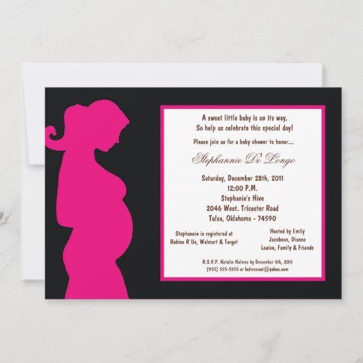 Invitation Baby shower noir 5x7 (Devant)