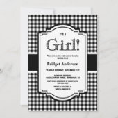 Invitation Baby shower noir blanc de Buffalo plaqué (Devant)