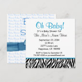 Invitation Baby shower noir blanc noir Zebra Boy S02 (Devant / Derrière)