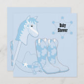 Invitation Baby shower noir bleu Cowboy (Devant / Derrière)