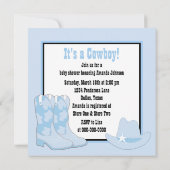 Invitation Baby shower noir bleu Cowboy (Dos)