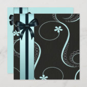 Invitation Baby shower noir bleu turquoise (Devant / Derrière)