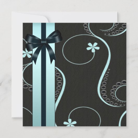 Invitation Baby shower noir bleu turquoise (Devant)