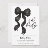 Invitation Baby shower noir Bow Coquette Bow (Devant)