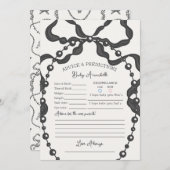 Invitation Baby shower noir Coquette Bow Conseils pour bébé (Devant / Derrière)