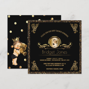 Invitation Baby shower noir de prince Boy de parties