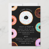 Invitation Baby shower noir Donuts (Devant)