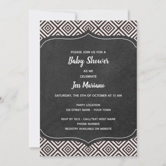 Invitation Baby shower noir et blanc (Devant)