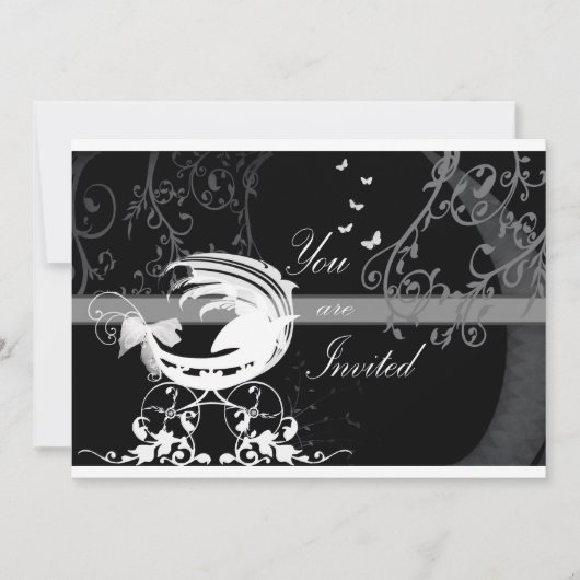 Invitation baby shower noir et blanc 1b (Devant)