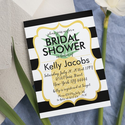 Invitation Baby shower noir et blanc à ananas