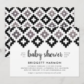 Invitation Baby shower noir et blanc Boho Aztec (Devant / Derrière)