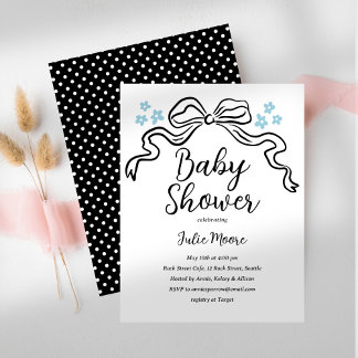 Invitation Baby shower noir et blanc chic
