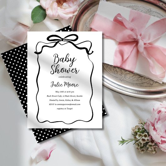Invitation Baby shower noir et blanc chic