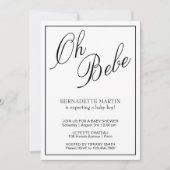 Invitation Baby shower noir et blanc élégant et neutre pour l (Devant)