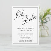 Invitation Baby shower noir et blanc élégant et neutre pour l (Debout devant)