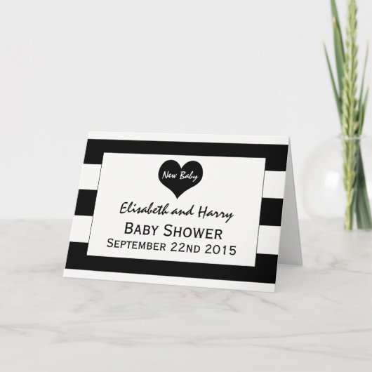 Invitation Baby shower noir et blanc moderne (Devant)