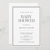 Invitation Baby shower noir et blanc moderne (Devant / Derrière)