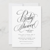 Invitation Baby shower noir et blanc simple et élégant (Devant)