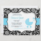 Invitation Baby shower noir et bleu Modèle d'invitation (Devant)
