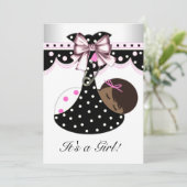 Invitation Baby shower noir et rose (Debout devant)