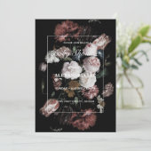 Invitation Baby shower noir foncé Moody Floral (Debout devant)
