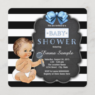 Invitation Baby shower noir moderne de tableau de garçons de